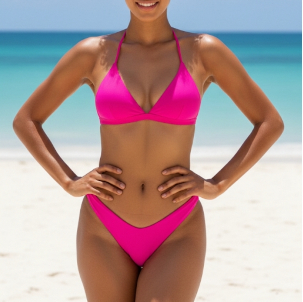 Hot Pink High Cut Bikini